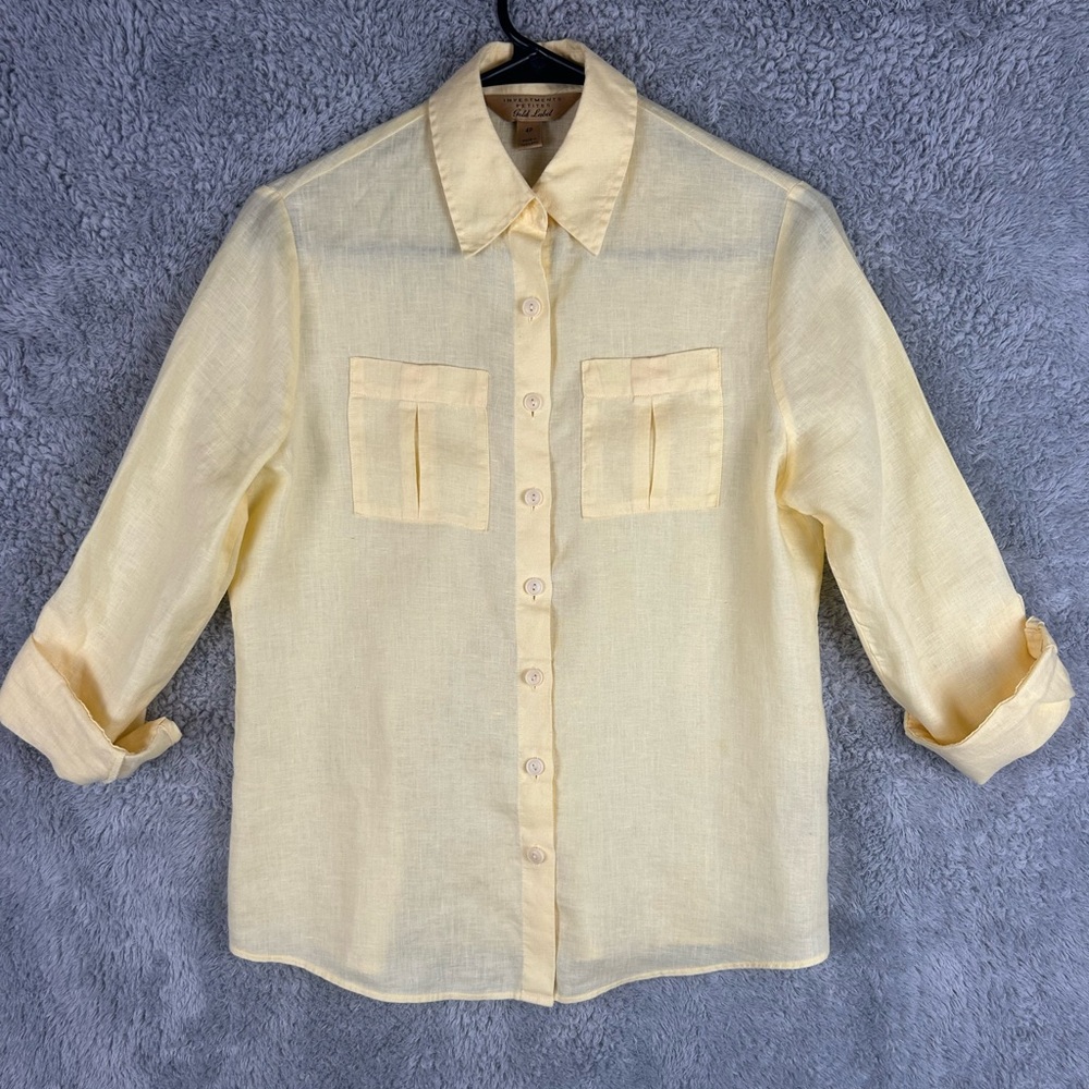 Investments Petites Gold Label 100% Linen Button-Up  Shirt Women’s Size 4P